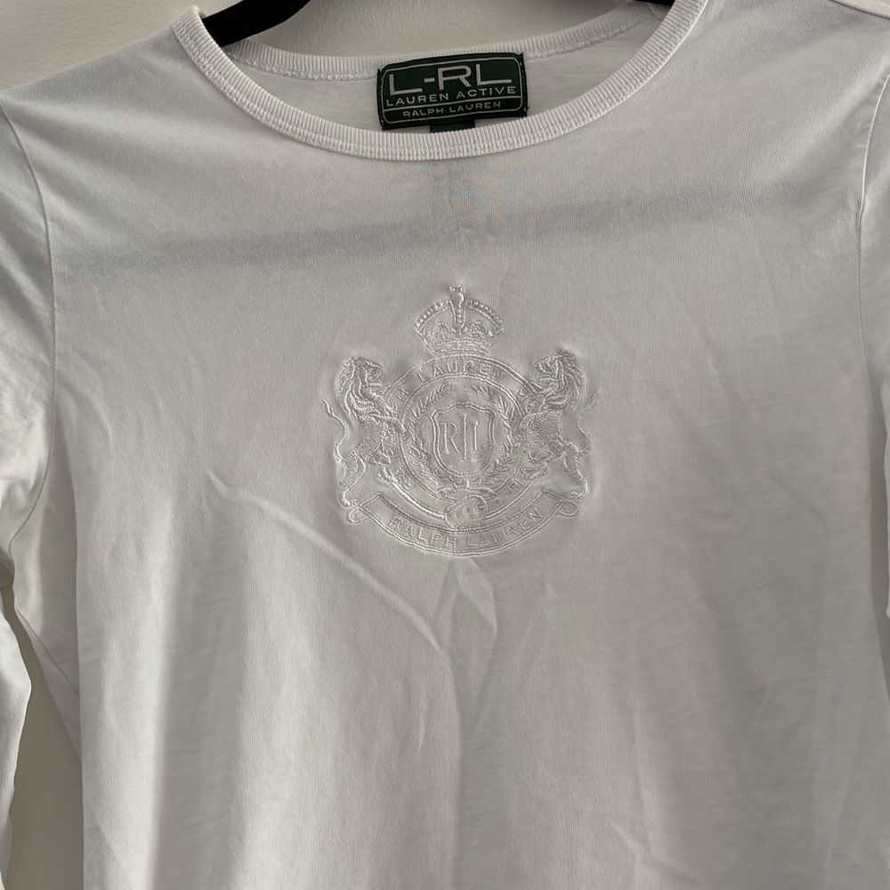 Lauren Ralph Lauren Active White Embossed Crest Long Sleeve Size XS Old Money - Picture 6 of 7